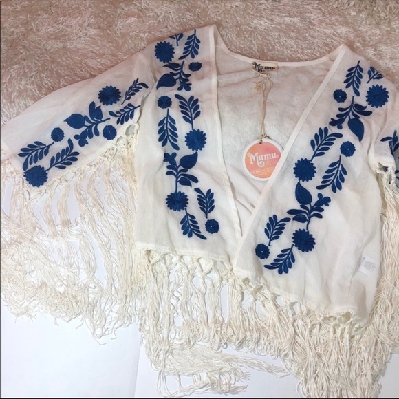 Show Me Your Mumu Fringe Embroidered Kimono XS - Picture 4 of 8